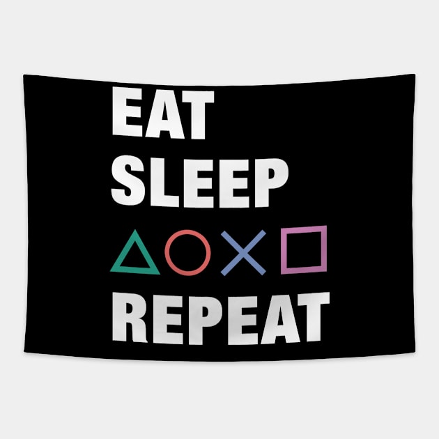 Eat, Sleep, Game, Repeat Funny Cute Gift Tapestry by koalastudio