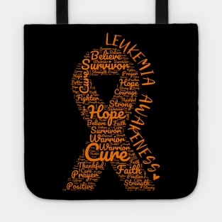 Leukemia Awareness Orange Ribbon With Positive Words Tote