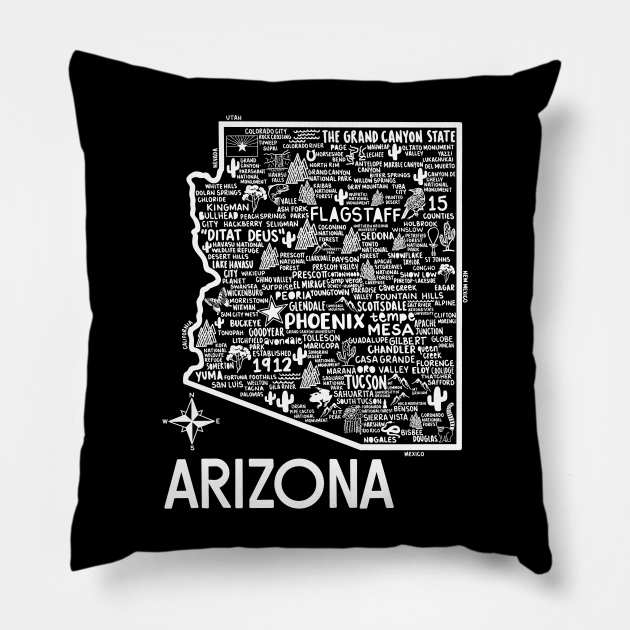Arizona Map Pillow by Whereabouts Shop