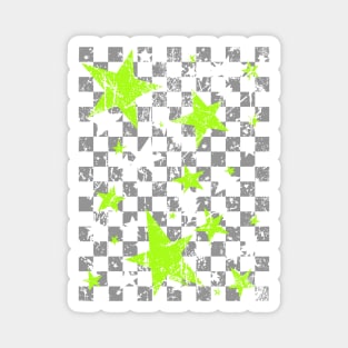 Gray and Green Stars Checkerboard Magnet