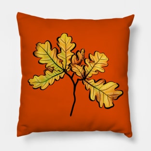 Oak Leaves Autumnal Botanical Art Pillow