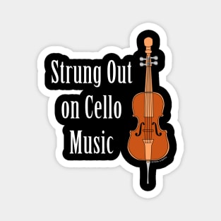 Strung Out Cello White Text Magnet