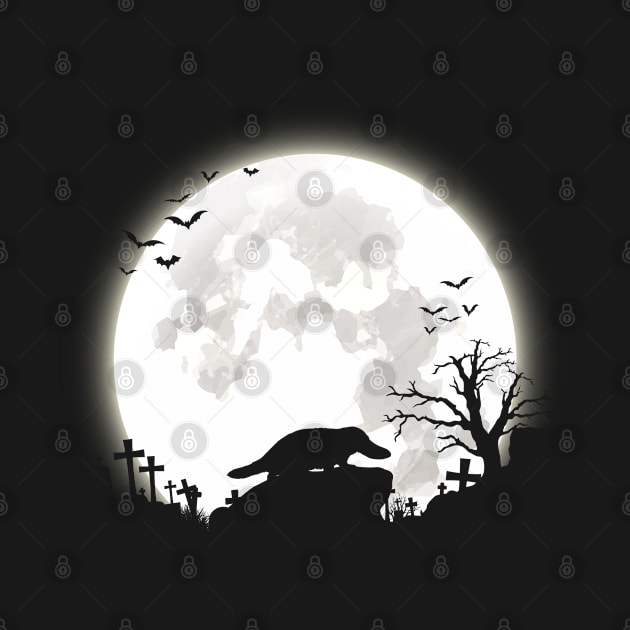 Platypus with big moon halloween background by rebuffquagga