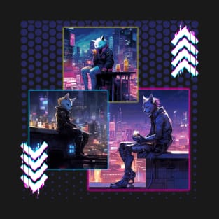 Cyberpunk 2077 Video Game Cat Printed T-shirt for Gamers Who Play Cyberpunk Shirt With Cats For Gamer Playing Video Games With Cats On Shirt T-Shirt