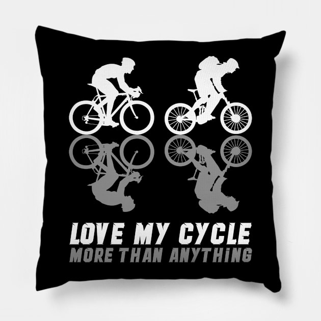 Funny Bicycle Design, Cycling Quote, Cyclist Gift Idea Pillow by AS Shirts