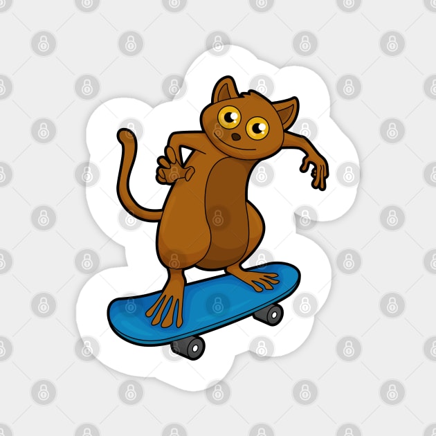 Tarsier as Skater with Skateboard Magnet by Markus Schnabel