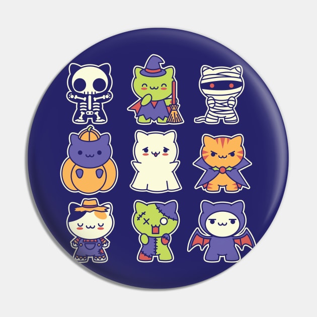 Kawaii Halloween Kitties Pin by Kappacino Creations