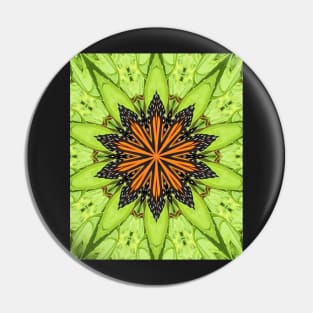 Unique Kaleidoscope Monarch Butterfly on Flower Pin