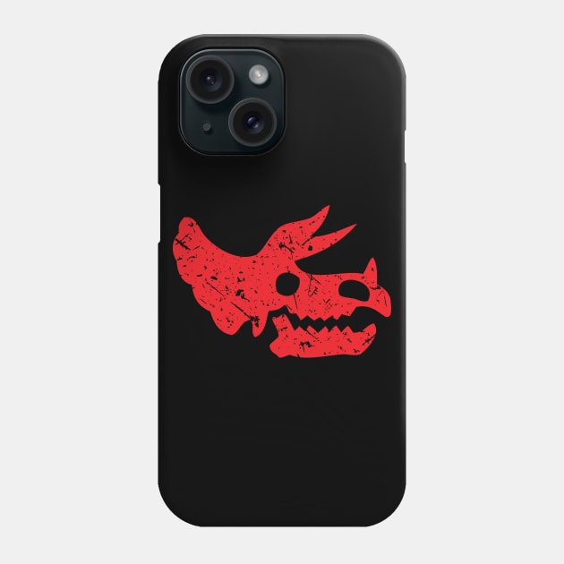 Red Distressed Triceratops Skull Dinosaur Fossil Phone Case by Elvdant