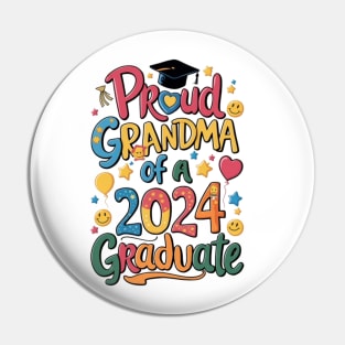 Proud Grandma of a 2024 Graduate Senior Class Graduation Shirts for Family Party Pin