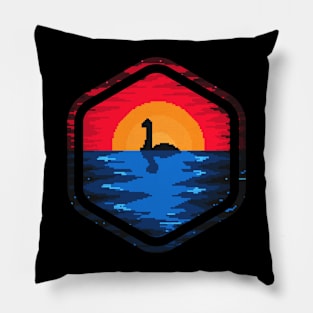 Loch Ness Monster in Pixel Art Pillow