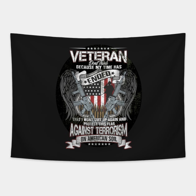 Veteran Protect This Flag Against Terrorism on American Soil Tapestry by IconicTee