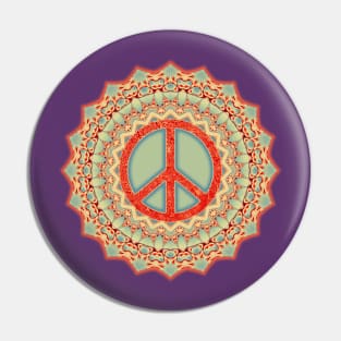 Lotus Flower Peace Mandala Red Ice Blue Pin