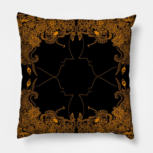 Golden Hair Crown Artwork Pillow by gerina