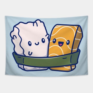 Cute Sushi Rice Cartoon Tapestry