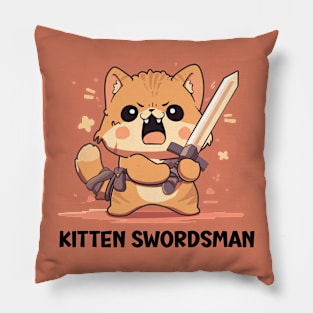 Kitten Swordsman Pillow