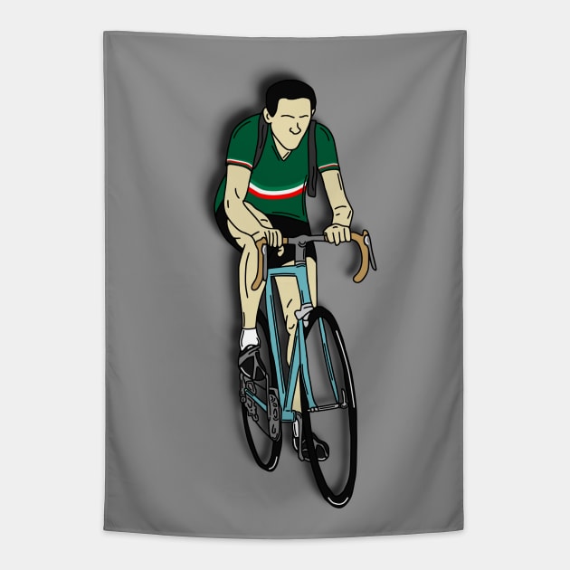 Cycling Legends: Fausto Coppi (Maglia tricolore) Tapestry by p3p3ncil