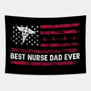 Vintage USA Best Nurse Dad Ever American Flag Fathers Day Tapestry