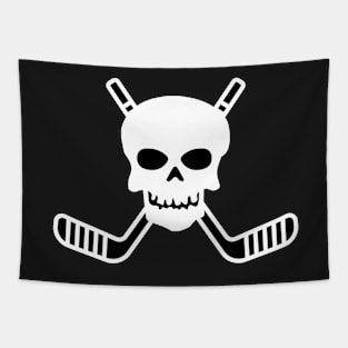 SKULL AND CROSSED HOCKEY STICKS Tapestry