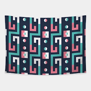 Greek Key Geometric Abstract Modern Retro Pattern Tapestry