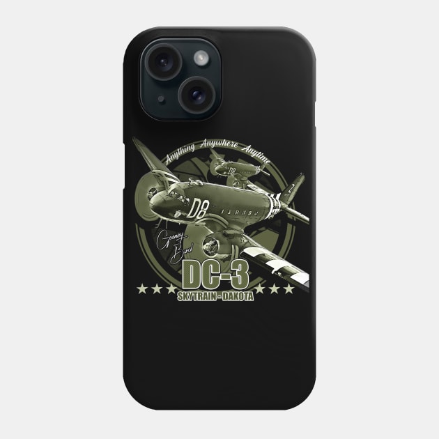 DC3 C47 Dakota Military Transport Aircraft Phone Case by aeroloversclothing