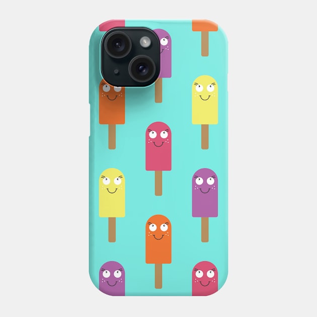 Happy Smiling Summertime Ice Cream Lollies Pattern Phone Case by Rhubarb Myrtle