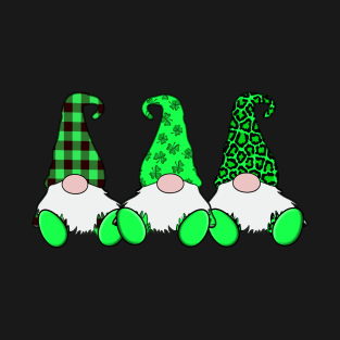 3 Cute Irish Gnome Leprechauns Green Shamrocks T-Shirt