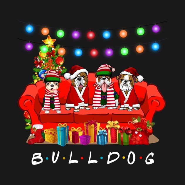 Friends Bulldog Merry Christmas Sweatershirt by kimmygoderteart