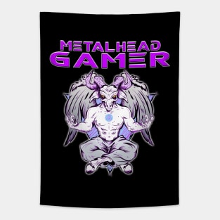 Metalhead Gamer Baphomet Meditate Purple Tapestry