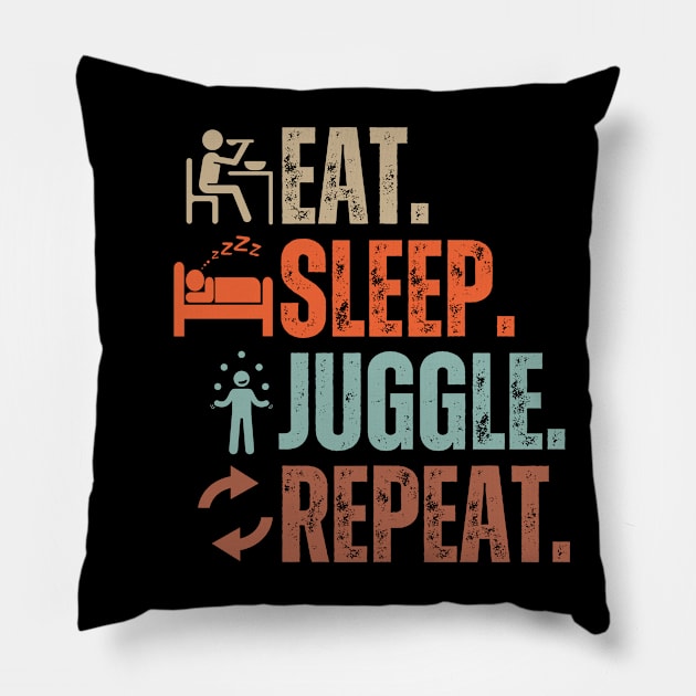 Eat Sleep Juggle Repeat Pillow by Daz Art & Designs