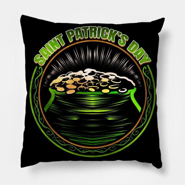 Pot Of Gold Logo For St Patricks Day Pillow by SinBle