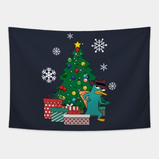 Perry The Platypus Around The Christmas Tree Tapestry