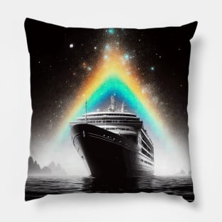 Monochromatic Birthday Family Cruise Ship Rainbow Colors Pillow