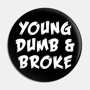 Young Dumb Broke Emotional Saying In Modern Typography Pin