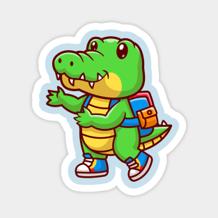 Cute Crocodile Back To School Cartoon Magnet