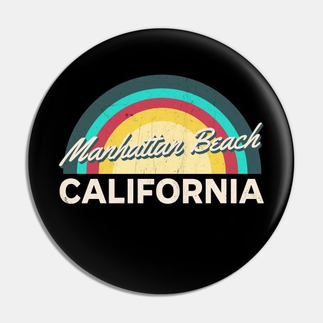 Manhattan Beach California Vintage Sunset Pin by jiromie