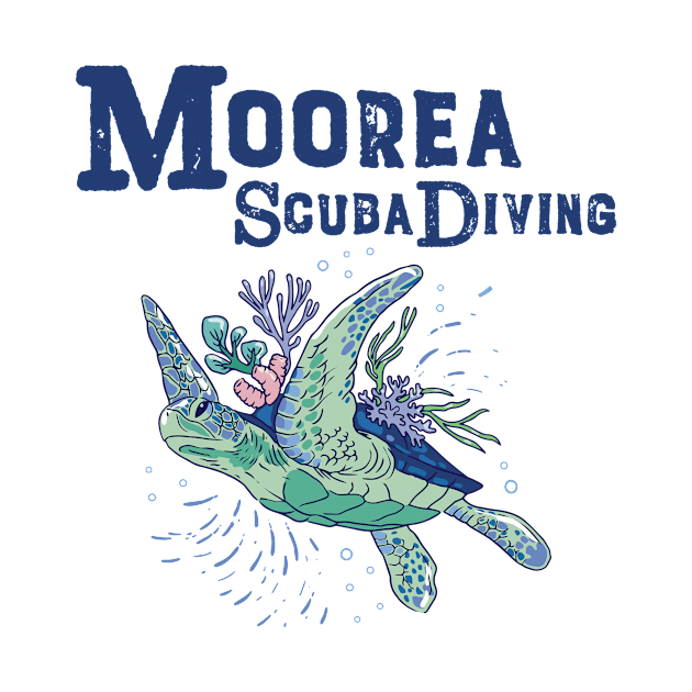 Moorea Scuba Diving Sea Turtle by BlueTodyArt