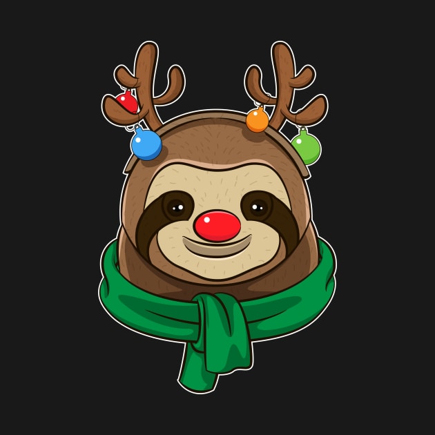 Cute The Red-Nosed Sloth Reindeer by teeleoshirts