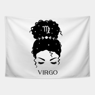 Messy Bun Celestial Queen: Virgo Zodiac Sign Tapestry