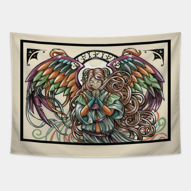 Rainbow Angel Tapestry by Nat Ewert Art