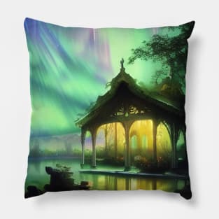 House at the Lake in the Galaxy Pillow