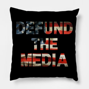 Defund the media American flag letters Pillow