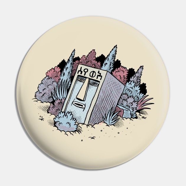 Rediscovered Stone Idol Pin by awcomix