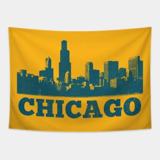 Chicago Skyline // Retro Vintage Faded Style Design Tapestry