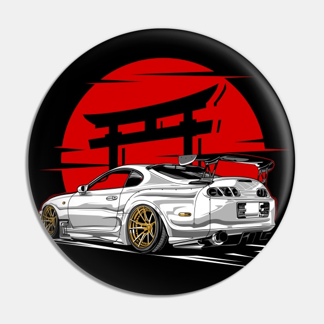 Supra 2JZ JDM Tuning Car 90s rising sun Pin by Automotive Apparel & Accessoires