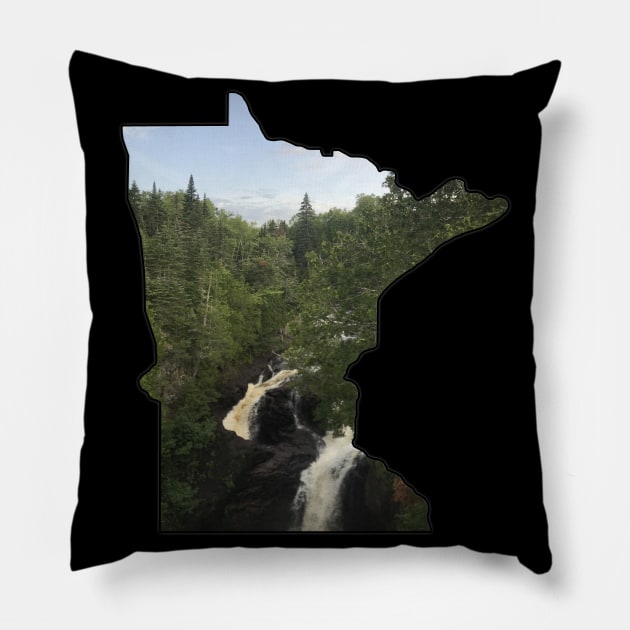 Minnesota Outline (Devil's Kettle in Judge Magney State Park) Pillow by gorff