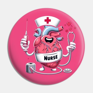 funny medical pun cardiac nurse - Caring Heart Nurse Illustration Pin