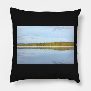 Summer lake scape at morning Pillow