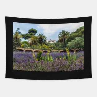 Purple sage and yellow iris flowers Tapestry