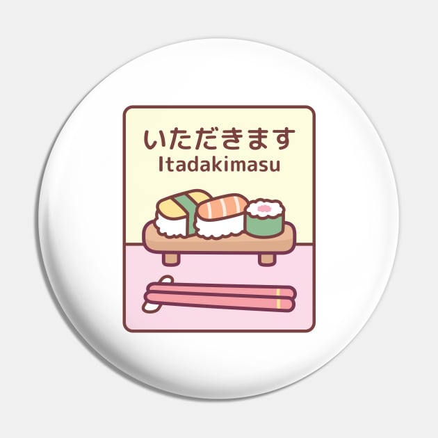 Plate Of Japanese Sushi With Chopsticks Itadakimasu Pin by rustydoodle